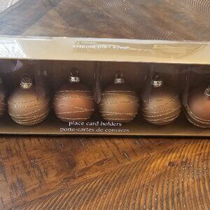 6 Pier One PIer 1 Round Christmas Ornament Ornaments Placecard Holders NO CARDS